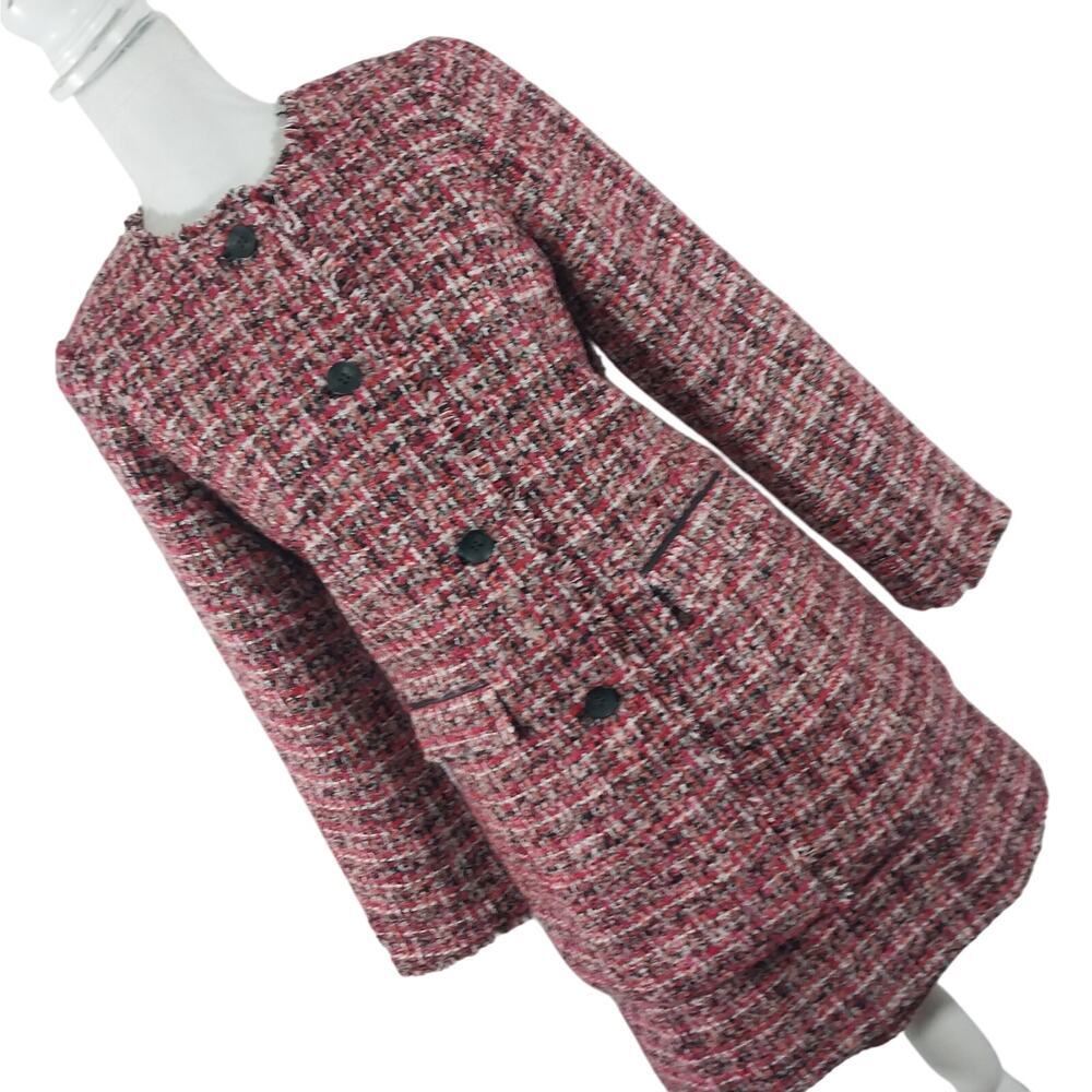 NWOT! TALBOTS! STUNNING RED, ORANGE, BROWN, BLK & CREAM WOOL+ SKIRT SUIT! SZ 4P